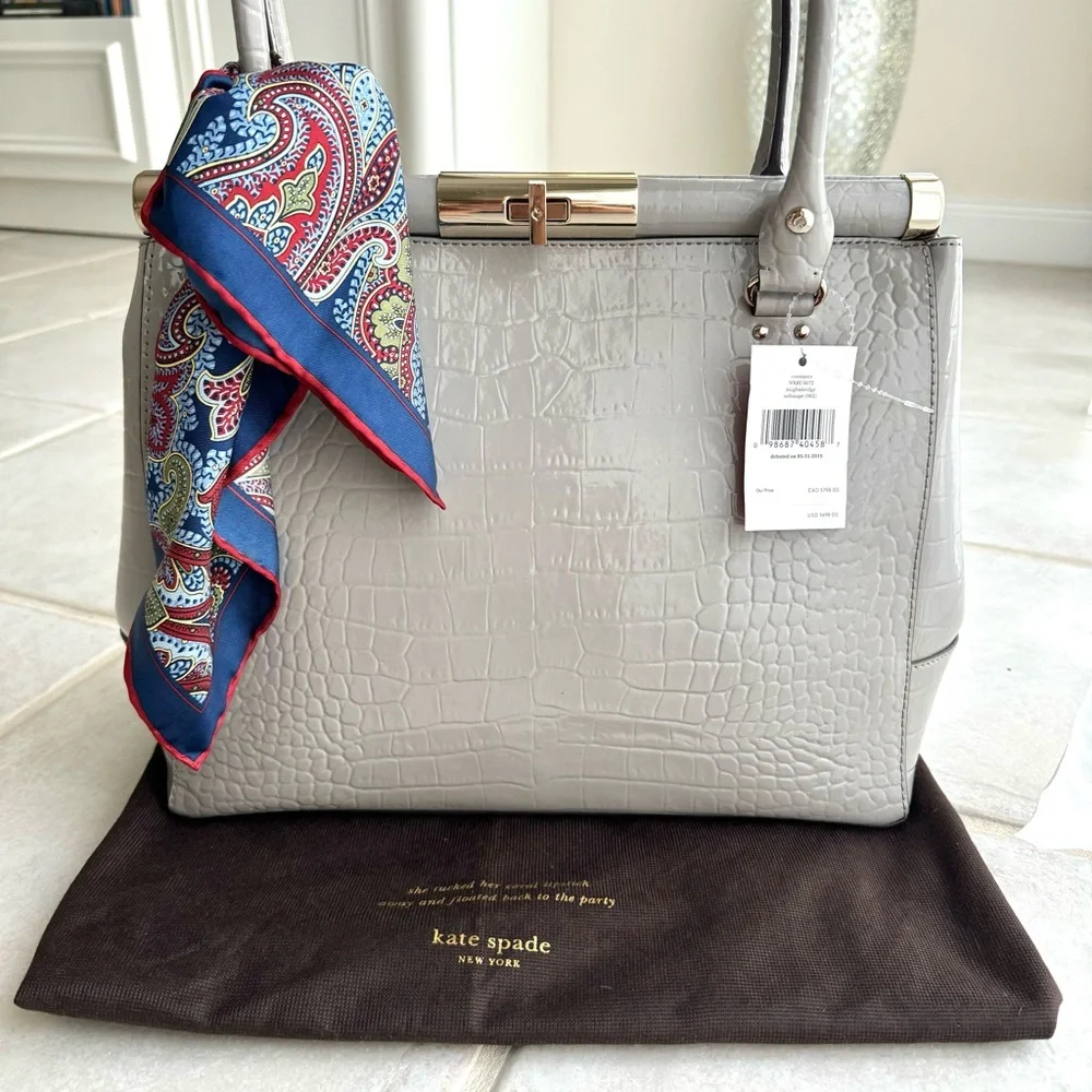 🆕 Kate Spade Patent Constance Large Shoulder Bag Gray